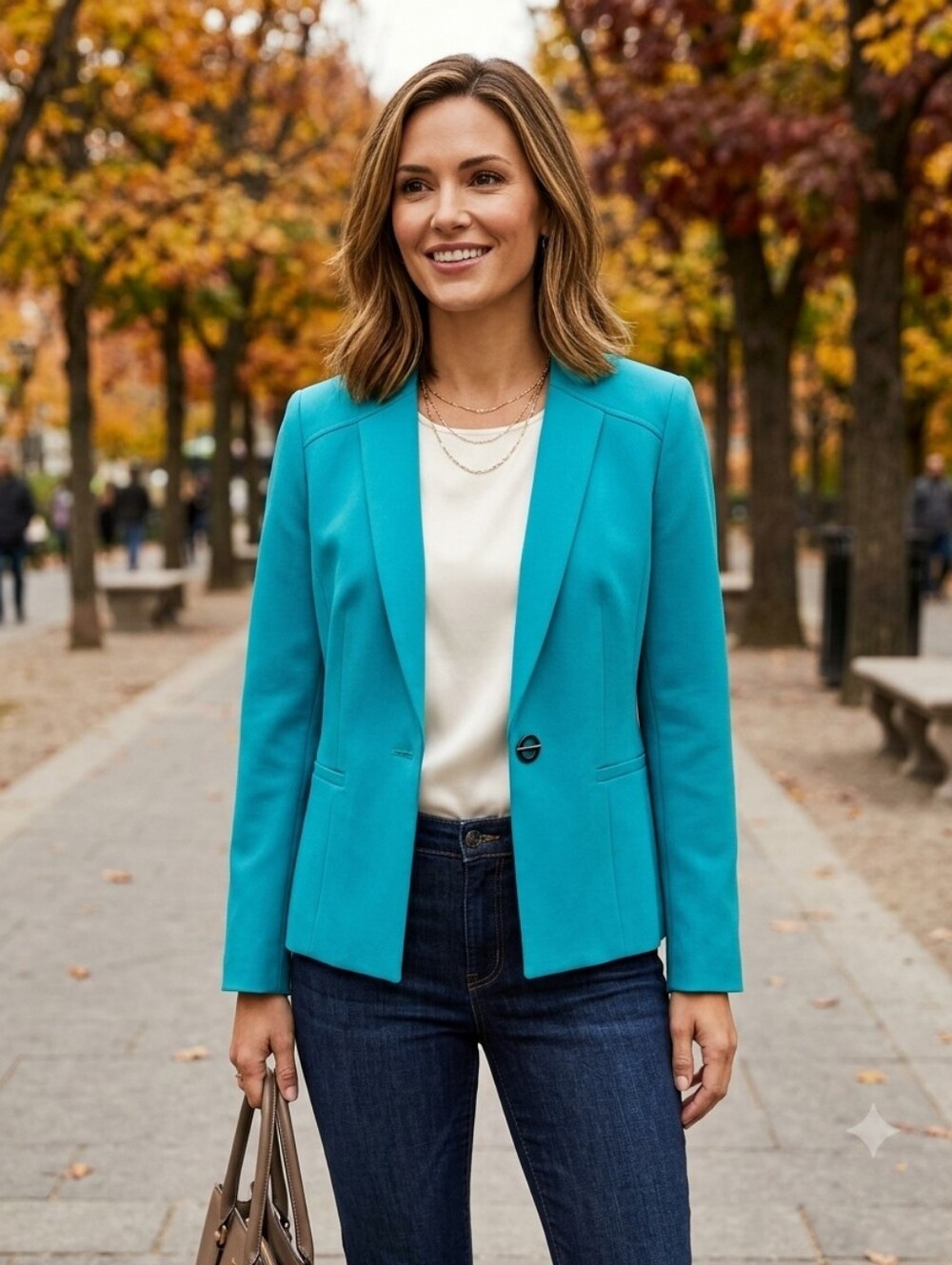 Kasper Teal Single-Button Tailored Blazer Sz 14